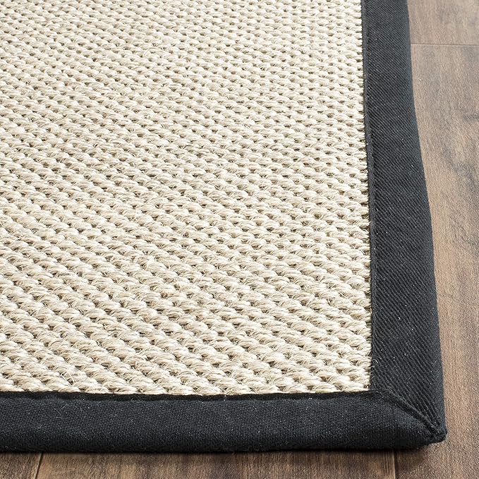 Safavieh Natural Fiber Collection Area Rug - 10' x 14', Marble & Black, Border Sisal Design, Easy Care, Ideal for High Traffic Areas in Living Room, Bedroom (NF143A)