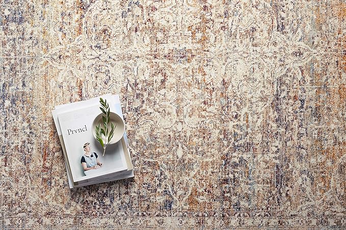 Loloi Sorrento Collection 9'-6" x 13'-1" Area Rug in Natural/Multi - Vintage Inspired Patterned Area Rug, Unique Area Rug for Living Room, Bedroom, Dining Area