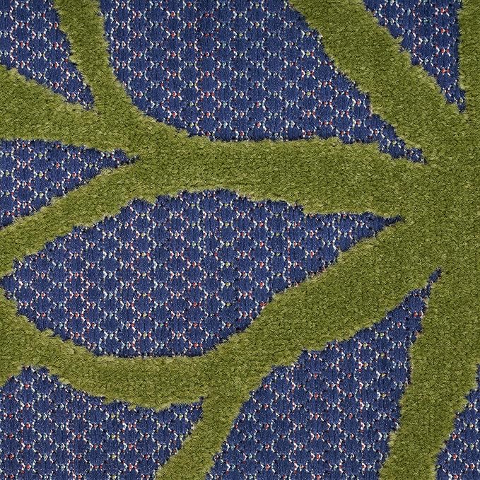 Nourison Aloha Indoor/Outdoor Modern Navy Multicolor 7'10" x 10'6" Area Rug, Easy Cleaning, Non Shedding, Bed Room, Living Room, Dining Room, Backyard, Deck, Patio (8x11)