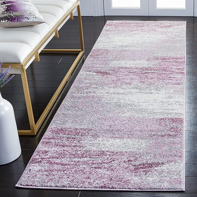 SAFAVIEH Adirondack Collection Runner Rug - 2'6" x 6', Grey & Purple, Modern Abstract Design, Non-Shedding & Easy Care, Ideal for High Traffic Areas in Living Room, Bedroom (ADR112V)