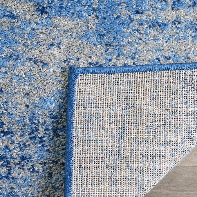 SAFAVIEH Adirondack Collection Runner Rug - 2'6" x 12', Silver & Blue, Modern Abstract Design, Non-Shedding & Easy Care, Ideal for High Traffic Areas in Living Room, Bedroom (ADR112F)