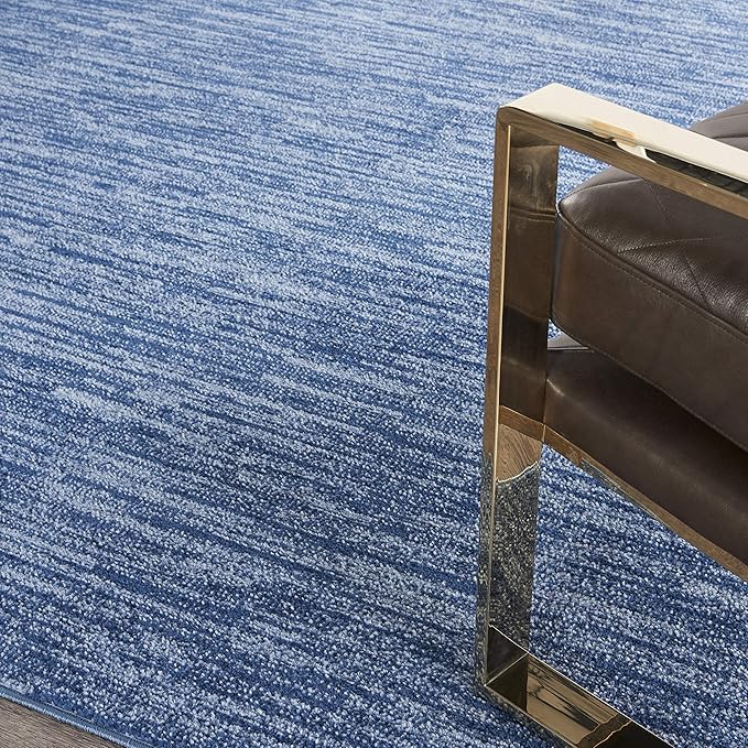 Nourison Essentials Indoor/Outdoor Navy Blue 7' x Square Area Rug, Easy Cleaning, Non Shedding, Bed Room, Living Room, Dining Room, Backyard, Deck, Patio (7 Square)