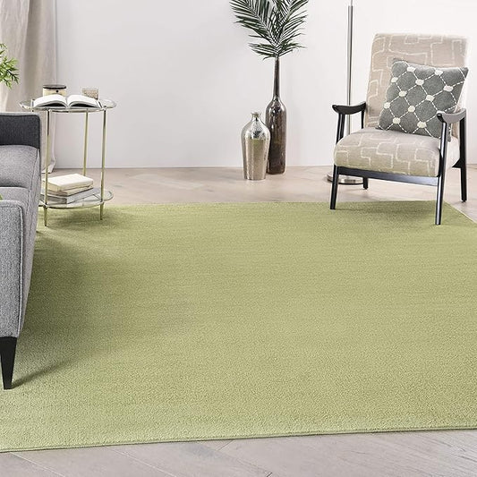 Nourison Essentials Indoor/Outdoor Green 9' x Square Area Rug, Easy Cleaning, Non Shedding, Bed Room, Living Room, Dining Room, Backyard, Deck, Patio (9 Square)