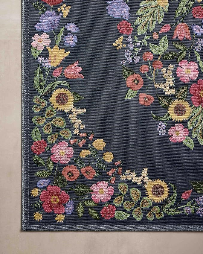 Loloi Rifle Paper Co. Perennial Collection Blossom PRN-01 Navy 2'-5" x 5'-6" Indoor/Outdoor Accent Rug