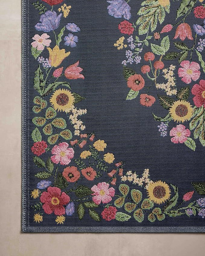Loloi Rifle Paper Co. Perennial Collection Blossom PRN-01 Navy 7'-10" x 11'-2" Indoor/Outdoor Area Rug