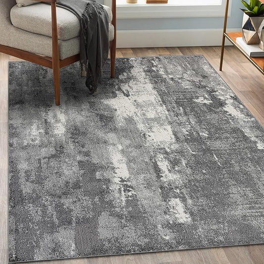 LUXE WEAVERS Euston Collection 7681 Dark Grey 4x5 Modern Abstract Area Rug