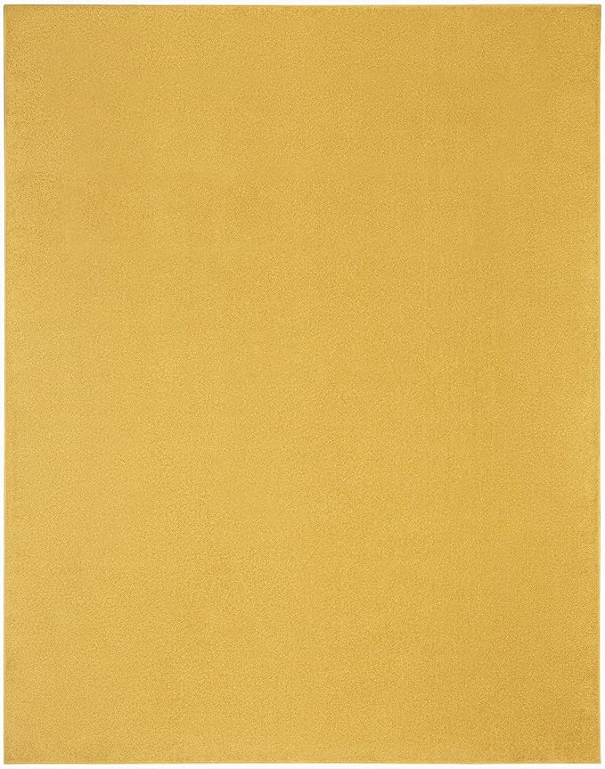 Nourison Essentials Indoor/Outdoor Yellow 7' x 10' Area Rug, Easy Cleaning, Non Shedding, Bed Room, Living Room, Dining Room, Backyard, Deck, Patio (7x10)