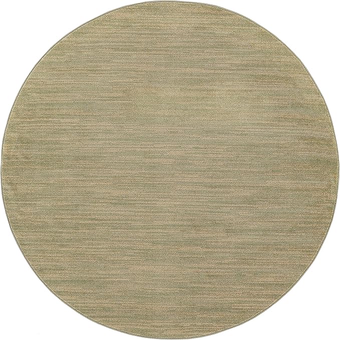 Nourison Essentials Indoor/Outdoor Green Gold 8' x Round Area Rug, Easy Cleaning, Non Shedding, Bed Room, Living Room, Dining Room, Backyard, Deck, Patio (8 Round)
