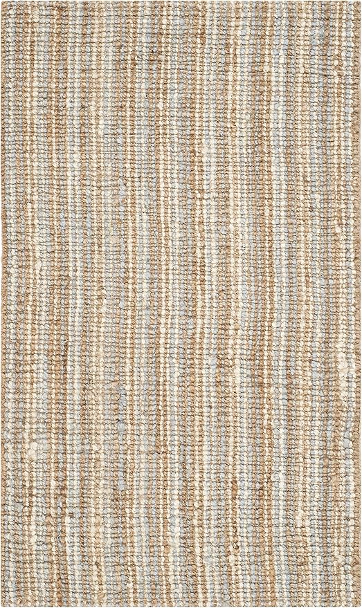 SAFAVIEH Natural Fiber Collection Accent Rug - 2' x 3', Grey & Natural, Handmade Chunky Textured Jute 0.75-inch Thick, Ideal for High Traffic Areas in Entryway, Living Room, Bedroom (NF447K)