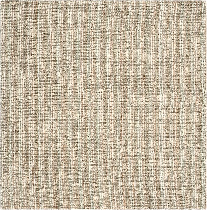 SAFAVIEH Natural Fiber Collection 8' Square Ivory NF447N Handmade Chunky Textured Premium Jute 0.75-inch Thick Area Rug