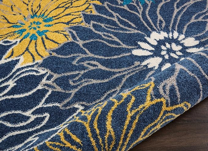Nourison Passion Blue 9' x 12' Area Rug, Floral, Farmhouse, Easy Cleaning, Non Shedding, Bed Room, Living Room, Dining Room, Kitchen (9x12)