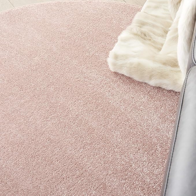 Nourison Essentials Indoor/Outdoor Pink 4' x Round Area Rug, Easy Cleaning, Non Shedding, Bed Room, Living Room, Dining Room, Backyard, Deck, Patio (4 Round)
