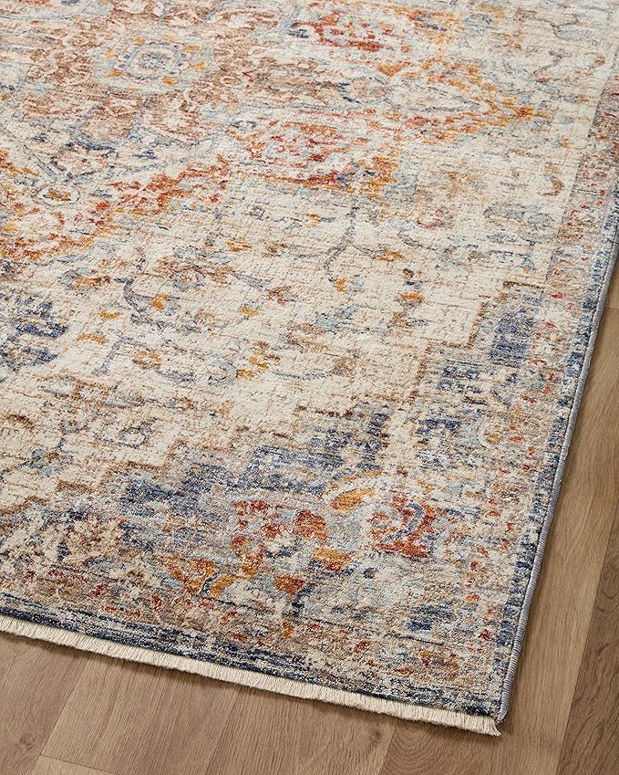 Loloi Sorrento Collection 3'-11" x 5'-7" Accent Rug in Ivory/Fiesta - Vintage Inspired Patterned Area Rug, Unique Area Rug for Living Room, Bedroom, Dining Area
