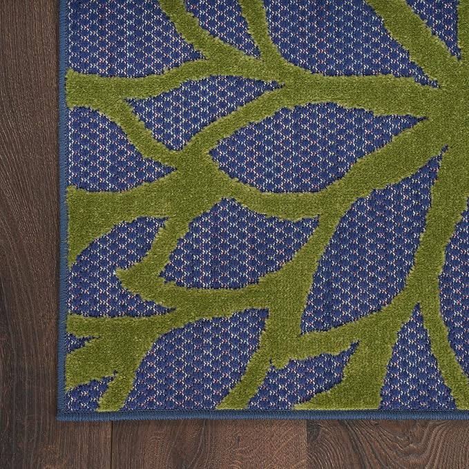 Nourison Aloha Indoor/Outdoor Modern Navy Multicolor 7'10" x 10'6" Area Rug, Easy Cleaning, Non Shedding, Bed Room, Living Room, Dining Room, Backyard, Deck, Patio (8x11)