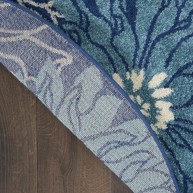 Nourison Passion 8' X Round Area Rugs with Navy and Ivory Finish 099446817679