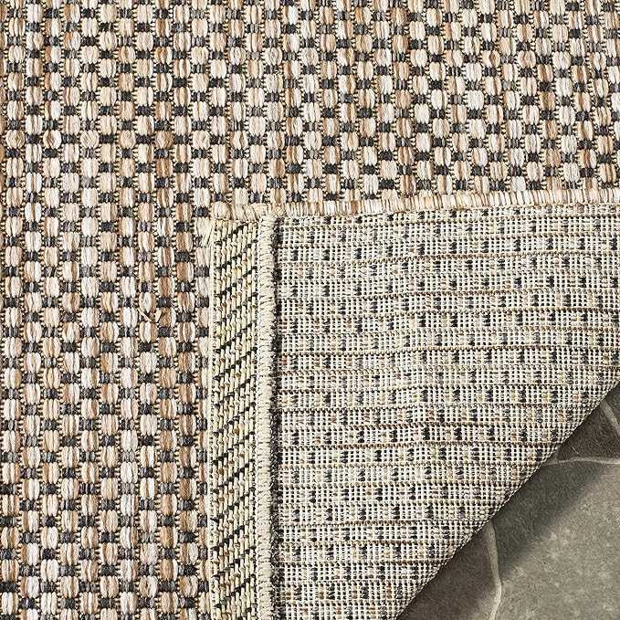 SAFAVIEH Courtyard Collection Area Rug - 8' x 11', Natural & Black, Non-Shedding & Easy Care, Indoor/Outdoor & Washable-Ideal for Patio, Backyard, Mudroom (CY8521-37312)