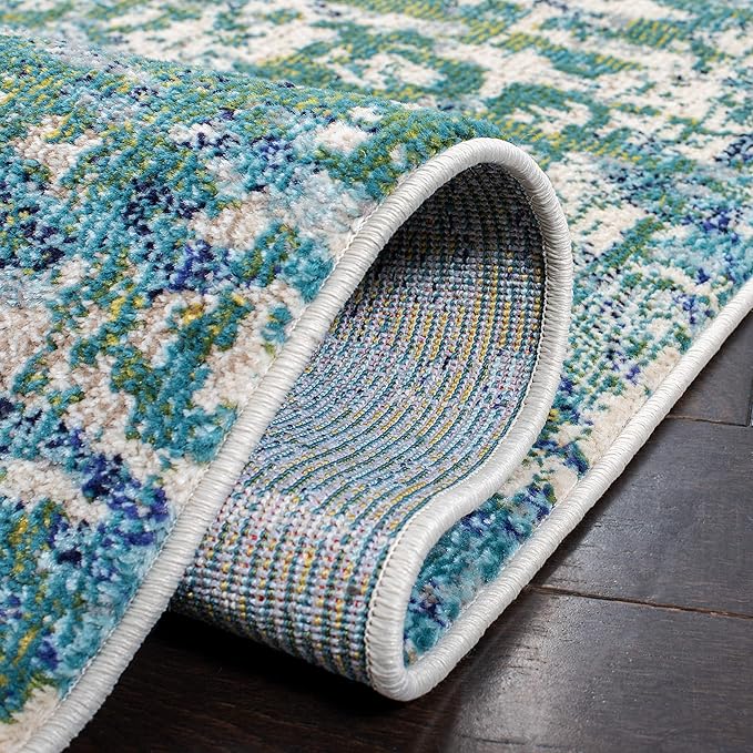 SAFAVIEH Madison Collection Area Rug - 10' x 14', Green & Turquoise, Modern Abstract Design, Non-Shedding & Easy Care, Ideal for High Traffic Areas in Living Room, Bedroom (MAD471Y)