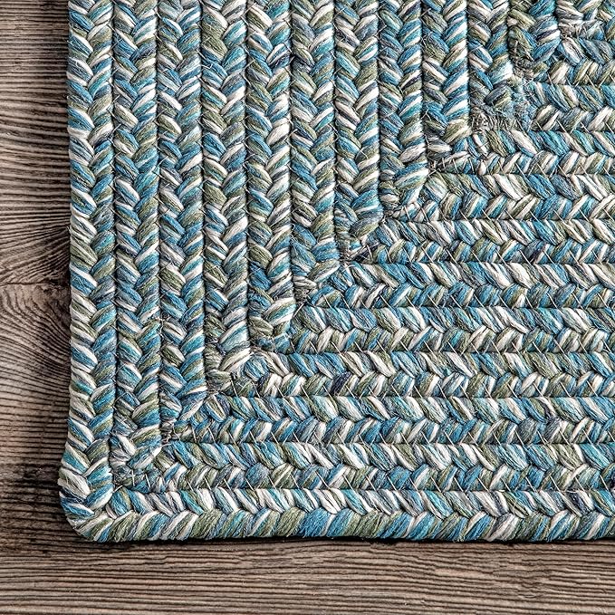 nuLOOM 2' x 8' Solid Hand Braided Indoor/Outdoor Area Rug, Pet-Friendly, High Traffic, Weather Resistant, for Patio, Balcony, Bedroom, Living, Dining Room, Wynn Aqua