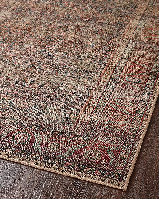 Loloi II Wynter Collection WYN-09 Onyx/Multi 3'-6" x 5'-6", .13" Thick, Accent Rug, Soft, Durable, Printed, Vintage Inspired, Low Pile, Non-Shedding, Easy Clean, Living Room Rug