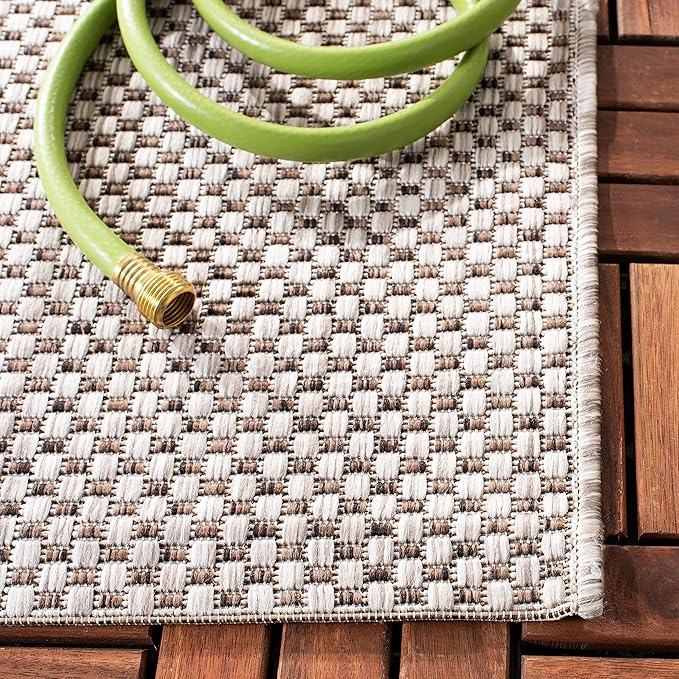 SAFAVIEH Courtyard Collection Area Rug - 8' x 10', Beige & Brown, Non-Shedding & Easy Care, Indoor/Outdoor & Washable-Ideal for Patio, Backyard, Mudroom (CY8521-36312)