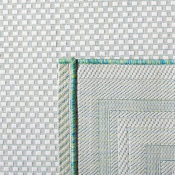SAFAVIEH Courtyard Collection 6'7" Square Ivory/Green CY8475 Indoor/ Outside Waterproof Easy cleansingPatio Backyard Mudroom Area Mat