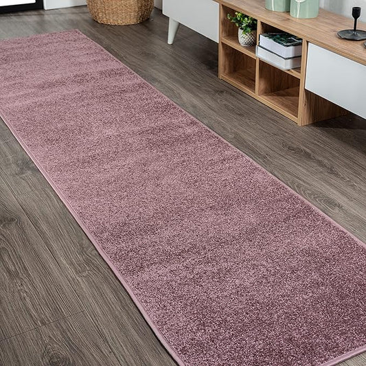 JONATHAN Y SEU100R-214 Haze Solid Low-Pile Indoor Runner Rug, Coastal, Bohemian, Minimalist, Classic, Casual for Bedroom,Kitchen,Living Room,Non Shedding,Easy-Washing, Purple, 2 X 14