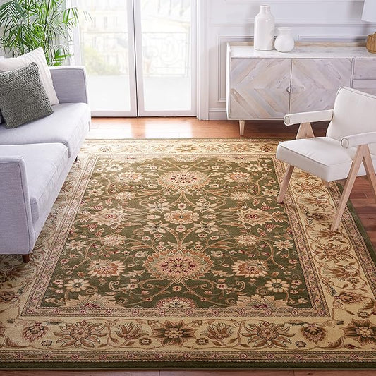 SAFAVIEH Lyndhurst Collection X-Large Area Rug - 11' x 15', Sage & Ivory, Traditional Oriental Design, Non-Shedding & Easy Care, Ideal for High Traffic Areas in Living Room, Bedroom (LNH212C)