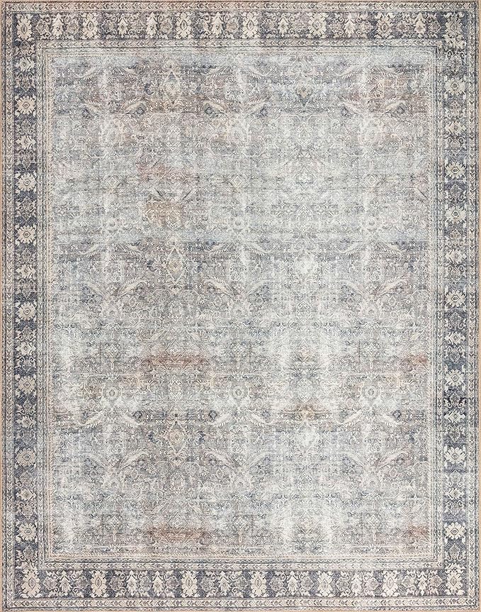 Loloi II Wynter Collection WYN-07 Grey/Charcoal 2'-0" x 5'-0", .13" Thick, Accent Rug, Soft, Durable, Printed, Vintage Inspired, Low Pile, Non-Shedding, Easy Clean, Living Room Rug