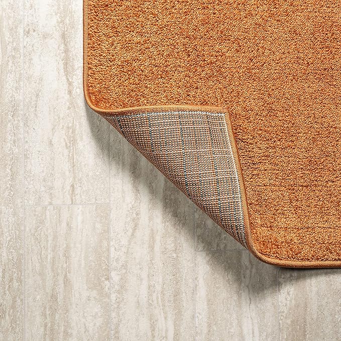 JONATHAN Y SEU100M-214 Haze Solid Low-Pile Indoor Runner Rug, Coastal, Bohemian, Minimalist, Classic, Casual for Bedroom,Kitchen,Living Room,Non Shedding,Easy-Washing, Orange, 2 X 14