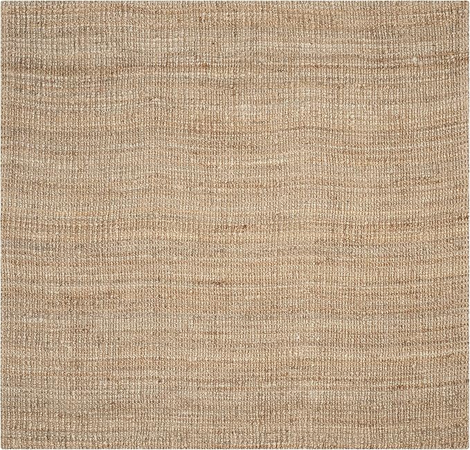SAFAVIEH Natural Fiber Collection Area Rug - 9' Square, Natural, Handmade Chunky Textured Jute 0.75-inch Thick, Ideal for High Traffic Areas in Living Room, Bedroom (NF447A)