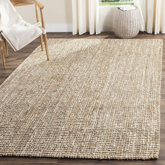 SAFAVIEH Natural Fiber Collection 8' Square Ivory NF447N Handmade Chunky Textured Premium Jute 0.75-inch Thick Area Rug