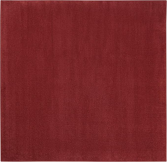 Nourison Essentials Indoor/Outdoor Brick Red 7' x Square Area Rug, Easy Cleaning, Non Shedding, Bed Room, Living Room, Dining Room, Backyard, Deck, Patio (7 Square)