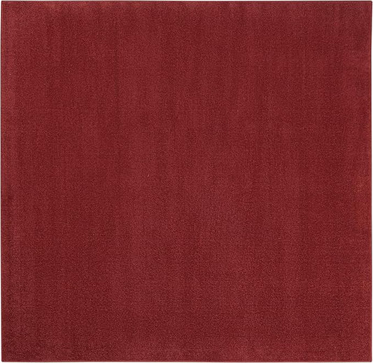 Nourison Essentials Indoor/Outdoor Brick Red 7' x Square Area Rug, Easy Cleaning, Non Shedding, Bed Room, Living Room, Dining Room, Backyard, Deck, Patio (7 Square)