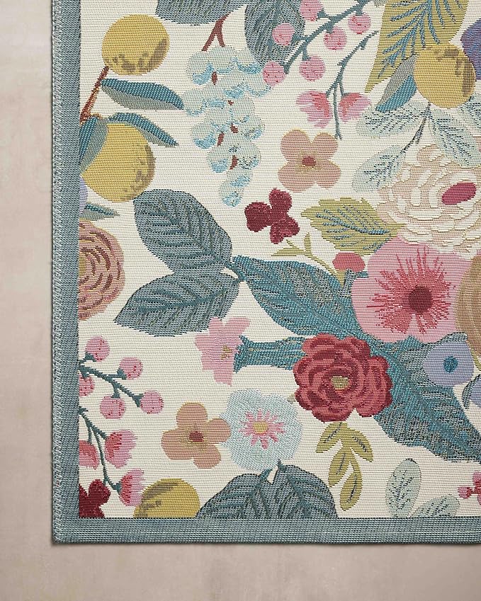 Loloi Rifle Paper Co. Perennial Collection Garden Party PRN-04 Rose/Multi 5'-3" x 7'-8" Indoor/Outdoor Area Rug