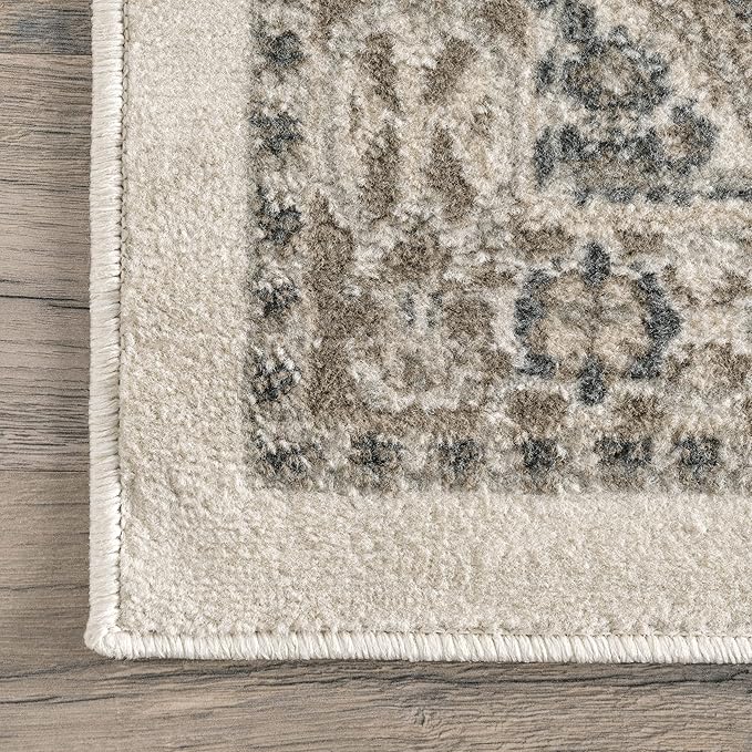 nuLOOM 10x14 Becca Traditional Tiled Area Rug, Beige, Faded Transitional Design, Stain Resistant, For Bedroom, Dining Room, Living Room, Hallway, Office, Kitchen, Entryway