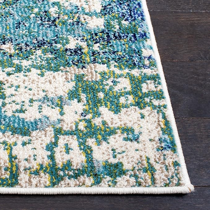 SAFAVIEH Madison Collection Area Rug - 10' x 14', Green & Turquoise, Modern Abstract Design, Non-Shedding & Easy Care, Ideal for High Traffic Areas in Living Room, Bedroom (MAD471Y)