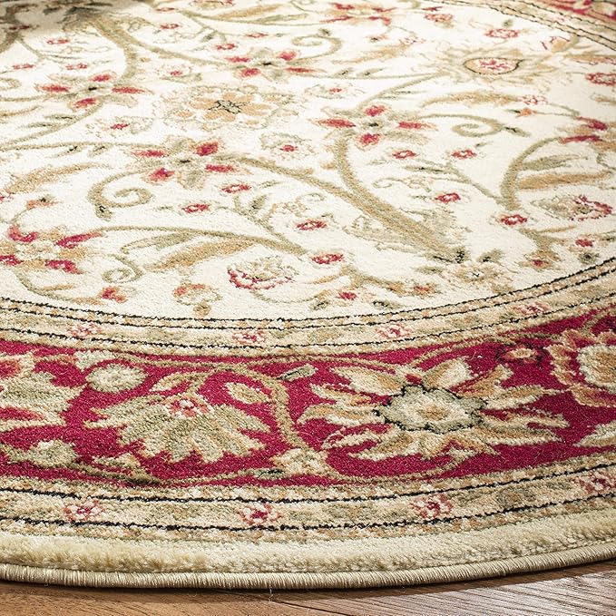 SAFAVIEH Lyndhurst Collection 6' Round Ivory/Red LNH212K Traditional Oriental Non-Shedding Dining Room Entryway Foyer Living Room Bedroom Area Rug