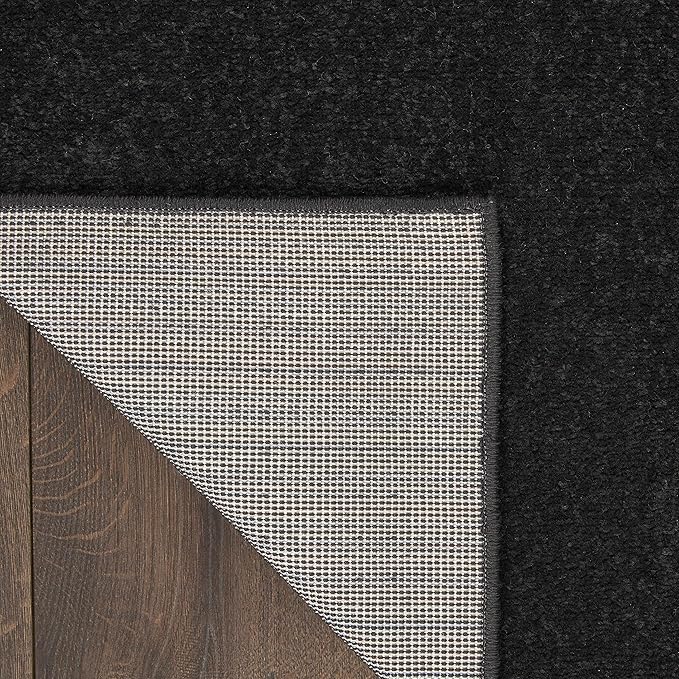 Nourison Essentials Indoor/Outdoor Black 2'2" x 18 Area Rug, Easy Cleaning, Non Shedding, Bed Room, Living Room, Dining Room, Backyard, Deck, Patio (2x18)