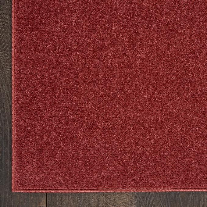 Nourison Essentials Solid Indoor/Outdoor Brick Red 2'2" x 18 Area Rug, Easy Cleaning, Non Shedding, Bed Room, Living Room, Dining Room, Deck, Patio, Backyard (2x18)