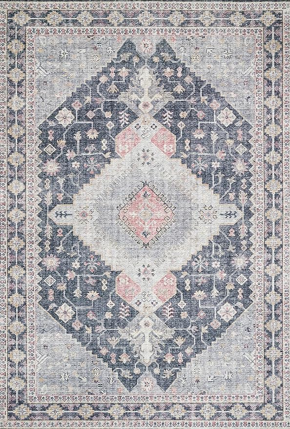 Loloi II Skye Collection SKY-02 Charcoal/Multi 2'-6" x 7'-6" Runner Rug