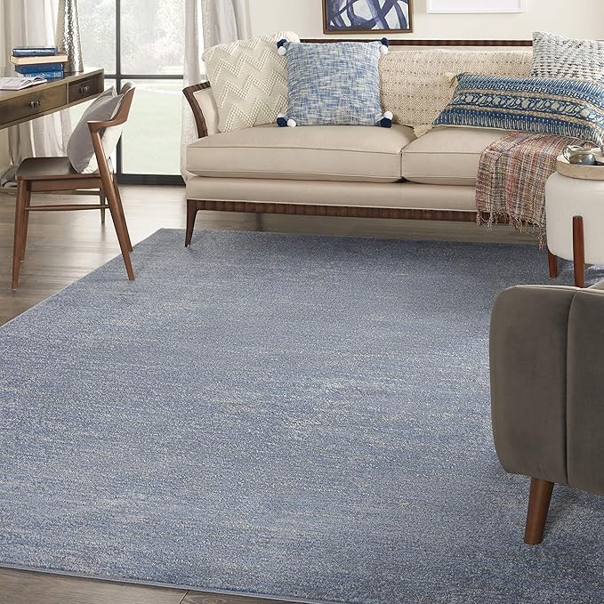 Nourison Essentials Indoor/Outdoor Blue/Grey 7' x 10' Area Rug, Easy Cleaning, Non Shedding, Bed Room, Living Room, Dining Room, Backyard, Deck, Patio (7x10)