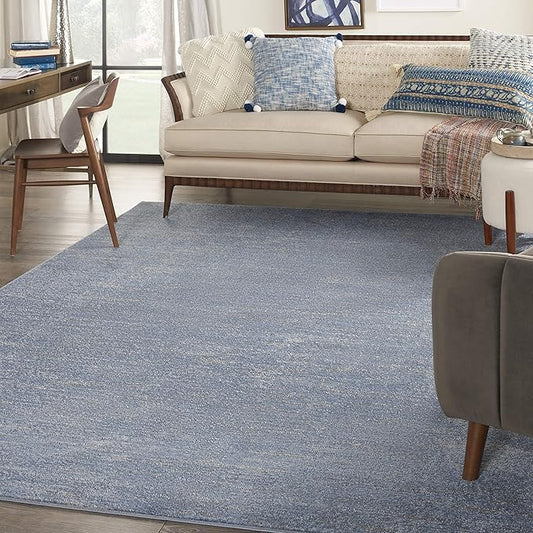 Nourison Essentials Indoor/Outdoor Blue/Grey 7' x 10' Area Rug, Easy Cleaning, Non Shedding, Bed Room, Living Room, Dining Room, Backyard, Deck, Patio (7x10)