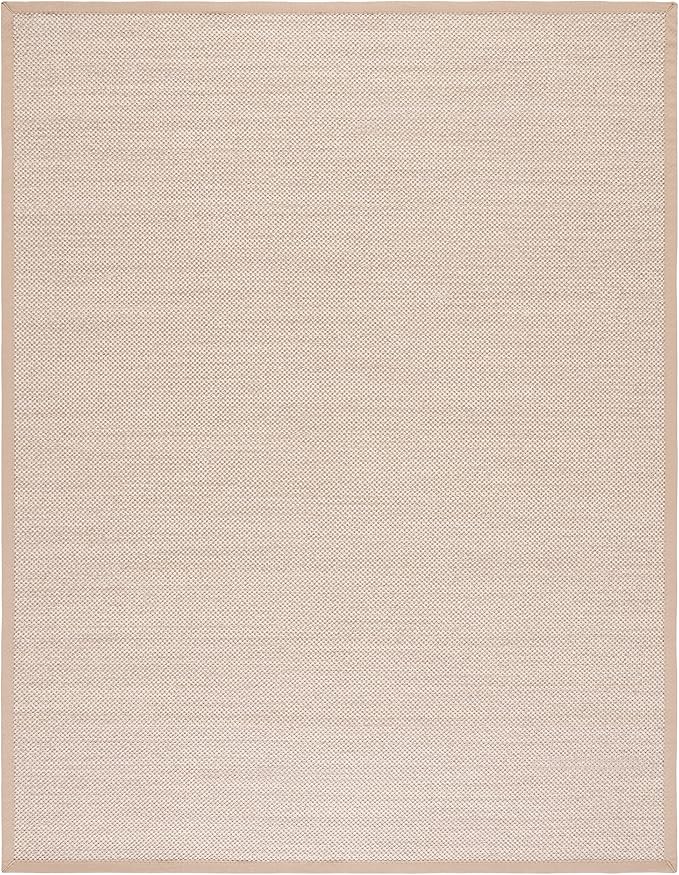 SAFAVIEH Natural Fiber Collection X-Large Area Rug - 11' x 15', Marble & Linen, Border Sisal Design, Easy Care, Ideal for High Traffic Areas in Living Room, Bedroom (NF143B)