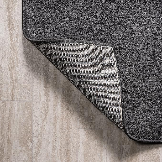 JONATHAN Y SEU100I-216 Haze Solid Low-Pile Indoor Runner Rug, Coastal, Bohemian, Minimalist, Classic, Casual for Bedroom,Kitchen,Living Room,Non Shedding,Easy-Washing, Black, 2 X 16