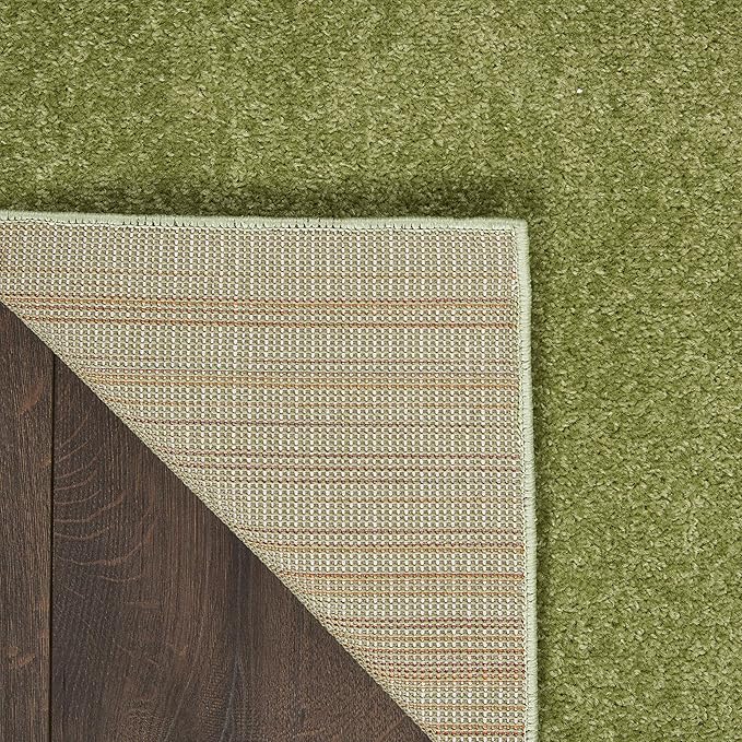 Nourison Essentials Solid Indoor/Outdoor Green 2'2" x 18 Area Rug, Easy Cleaning, Non Shedding, Bed Room, Living Room, Dining Room, Deck, Patio, Backyard (2x18)
