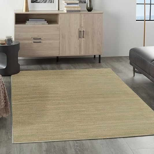 Nourison Essentials Indoor/Outdoor Green Gold 4' x 6' Area Rug, Easy Cleaning, Non Shedding, Bed Room, Living Room, Dining Room, Backyard, Deck, Patio (4x6)