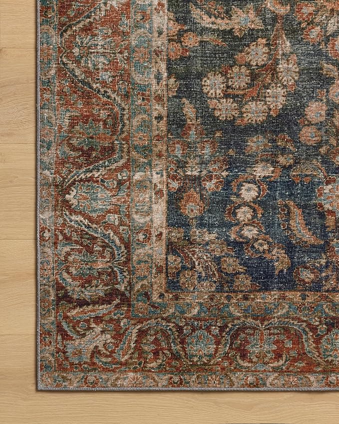 Loloi Chris Loves Julia Jules Collection JUL-10 Ocean/Spice 2'-6" x 12'-0", .13" Pile Height, Runner Rug