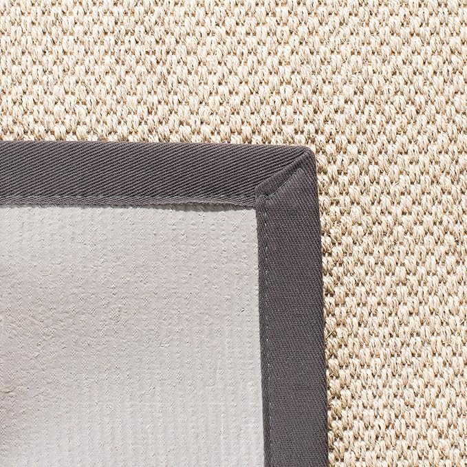 SAFAVIEH Natural Fiber Collection Runner Rug - 2'6" x 20', Marble & Dark Grey, Border Sisal Design, Easy Care, Ideal for High Traffic Areas in Living Room, Bedroom (NF143D)