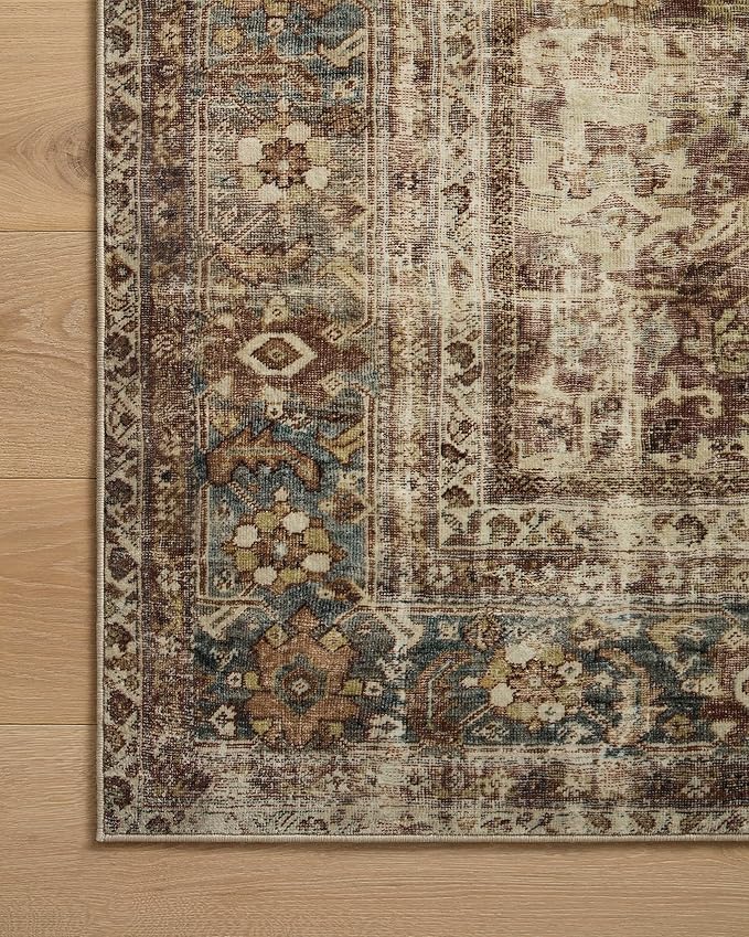 Loloi Magnolia Home by Joanna Gaines Sinclair Collection SIN-01 Rust/Lagoon 2'-3" x 9'-6", .25" Pile Height, Machine Washable, Runner Rug