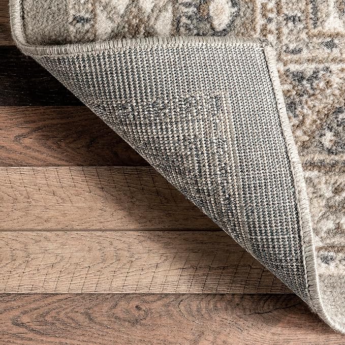 nuLOOM 10x14 Becca Traditional Tiled Area Rug, Taupe, Faded Transitional Design, Stain Resistant, For Bedroom, Dining Room, Living Room, Hallway, Office, Kitchen, Entryway